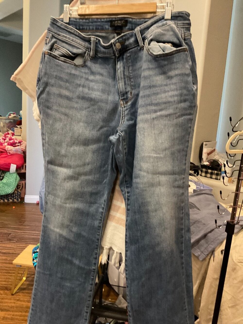 Judy Blue High Rise Bootcut Jeans | Light Wash Whisker Detail | Size 14W | Plus